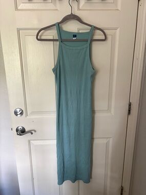 Women’s Sleeveless Ribbed Midi Dress - Seafoam